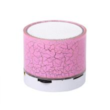 (a-Pink) Mini Portable Car Audio Dazzling Crack LED Lights Wireless Bluetooth Subwoofer Speaker Support TF Card USB For PC/Mobile Phone