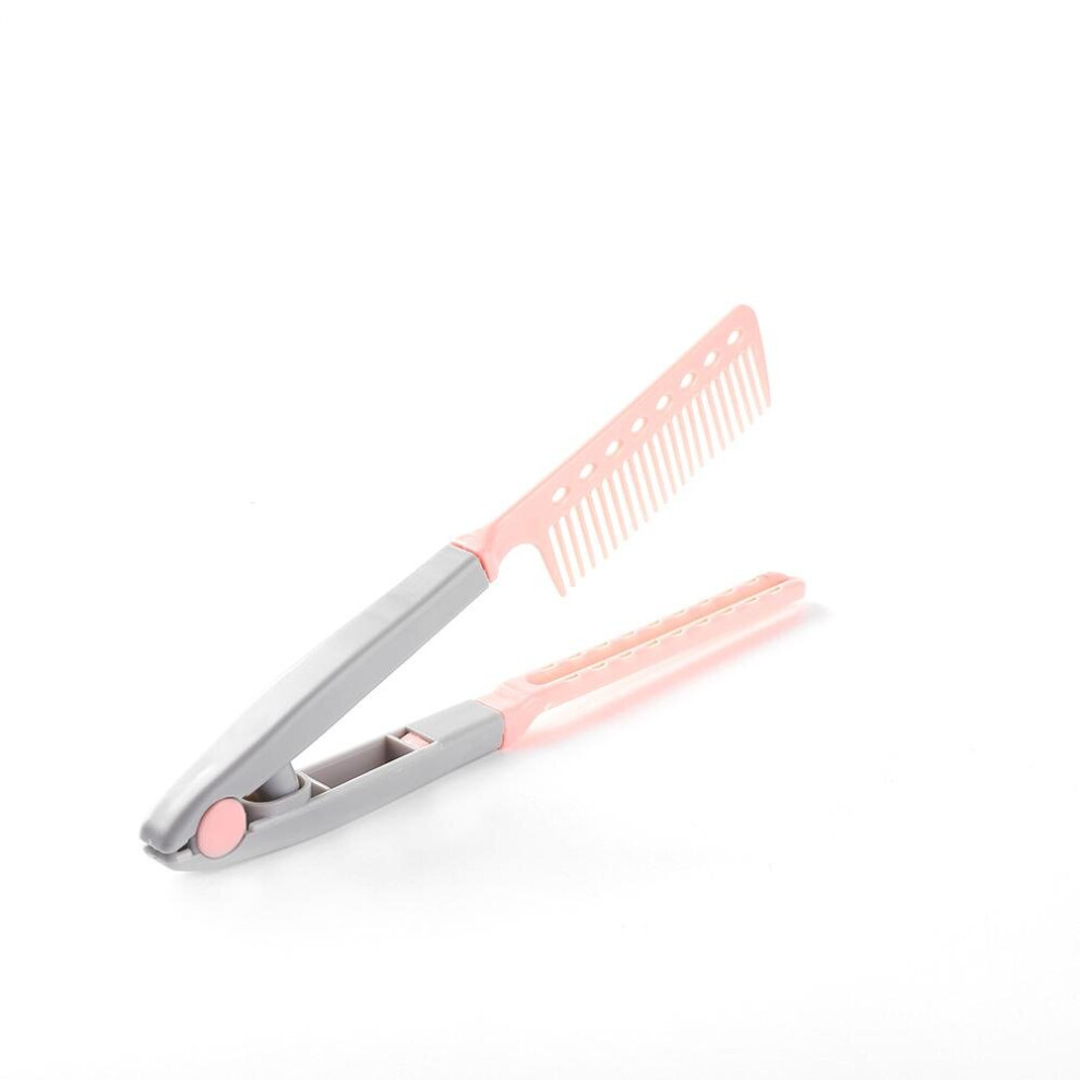 Dechoicelife Unisex Pink (A-) Folding Hair Straightener Combs Clip Anti-Static Holder Tongs Styling Tool Home Salon Hairdressing Haircutting Hair Accessories
