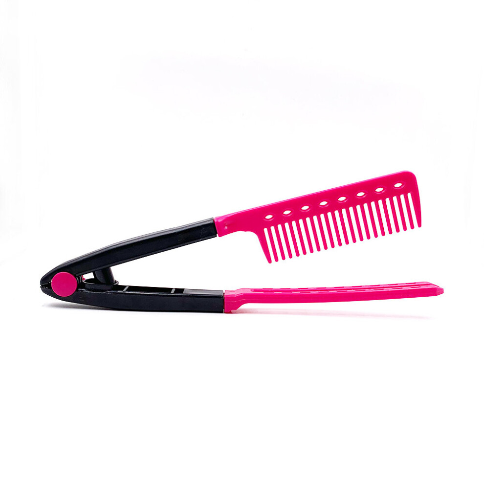 Dechoicelife Unisex Black (A-) Hairdressing V Type Straightening Comb Hair Straightener Brush Pro Salon Haircut Diy Barber Styling Tools