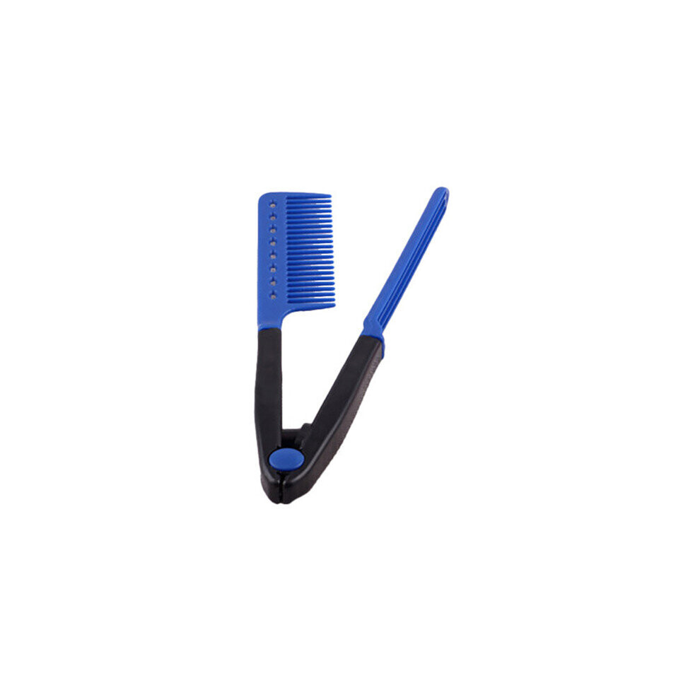Dechoicelife Unisex Blue (A-) Hairdressing V Type Straightening Comb Hair Straightener Brush Pro Salon Haircut Diy Barber Styling Tools