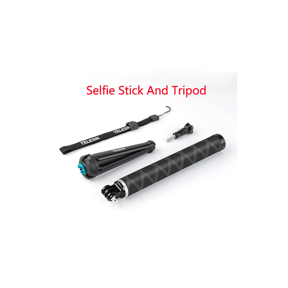 (A-Selfie Stick Kit) Telesin 0.9M Carbon Fiber Lightest Selfie Stick Aluminium Alloy Tripod For Gopro Hero 11 10 9 Insta360 Dji Osmo Action2 3 Camera 4855008108236