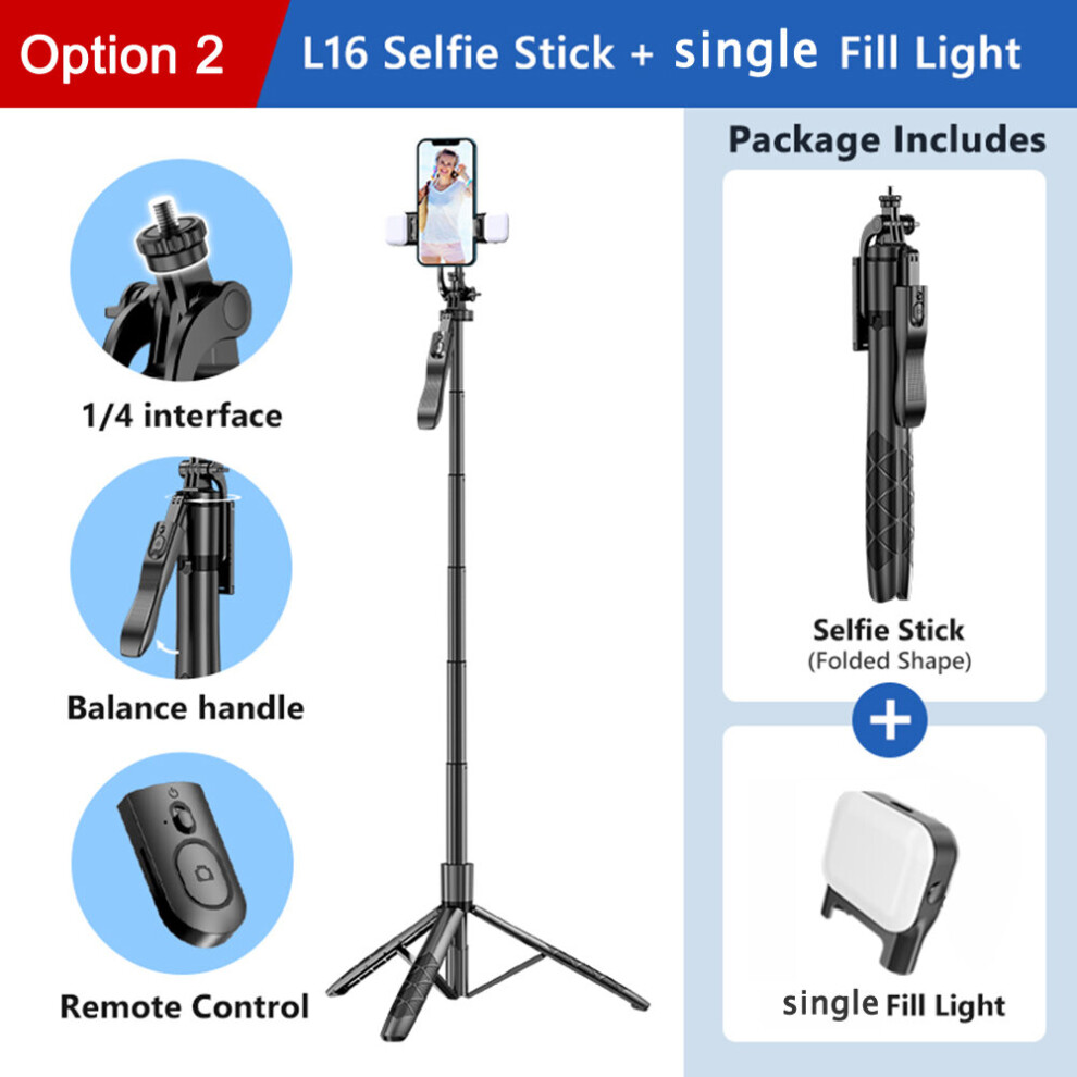 (A-Single ) L16 1.53M Wireless Selfie Stick Tripod Stand Foldable For Gopro Action Camera Smartphones Balance Steady Shooting Live Broadcast Light 4855008111038
