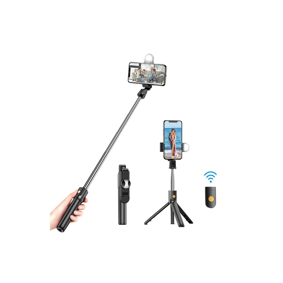 K10s Wireless Bluetooth Selfie Stick Foldable Mini Tripod With Led For Iphone Samsung Gopro Mini Cameras Ios Android Light 4855008112486