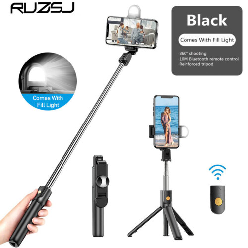 K10s Wireless bluetooth selfie stick foldable mini tripod With LED Light for iPhone Samsung GOPRO Mini Cameras iOS Android 1