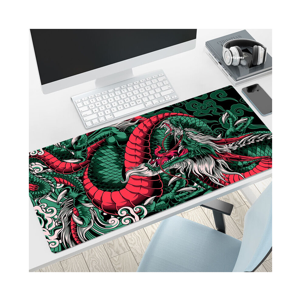 (A- 550X1000x3mm) Dragon Change Mouse Pads Gaming Mousepad Gamer Mouse Mat Keyboard Mats Desk Pad Mousepads Xxl 90X40cm For Computer Sky Blue/White 4855358007579