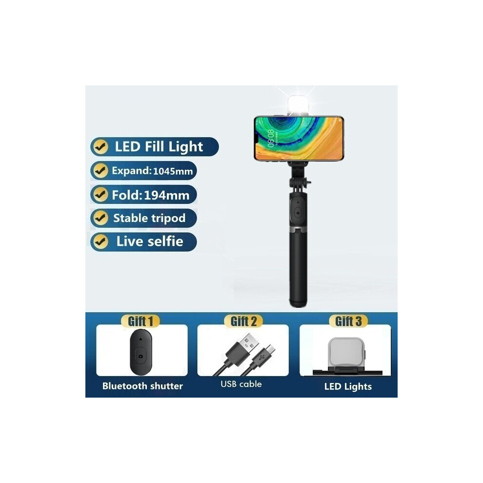 Q02 Selfie Sticker Stick For Twitter Wireless Bluetooth Selfie Stick Tripod With Fill Remote Shutter Smartphone Camera Light 4855008123499