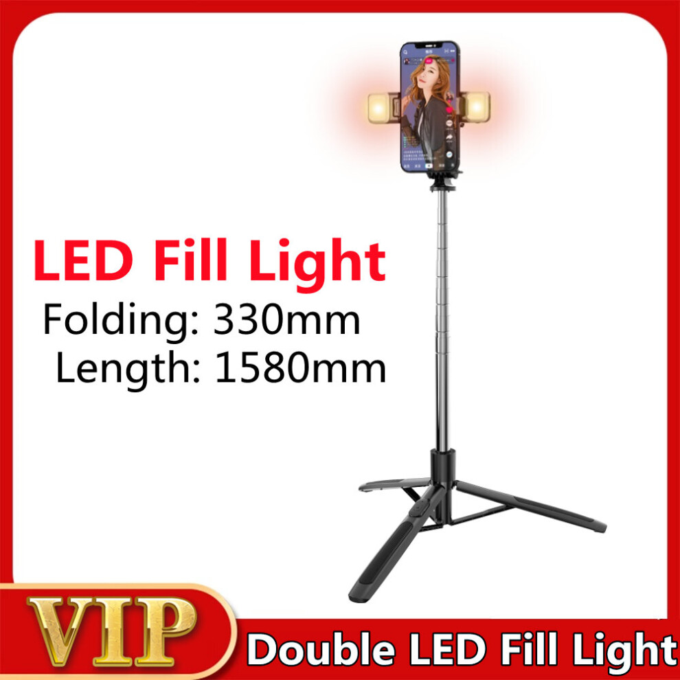 (A-Vip With Fill ) 4 In 1 Wireless Bluetooth Selfie Stick 1580Mm With Double Fill Foldable Tripod Monopod For Gopro Action Cameras Smartpho Light 4855008105426