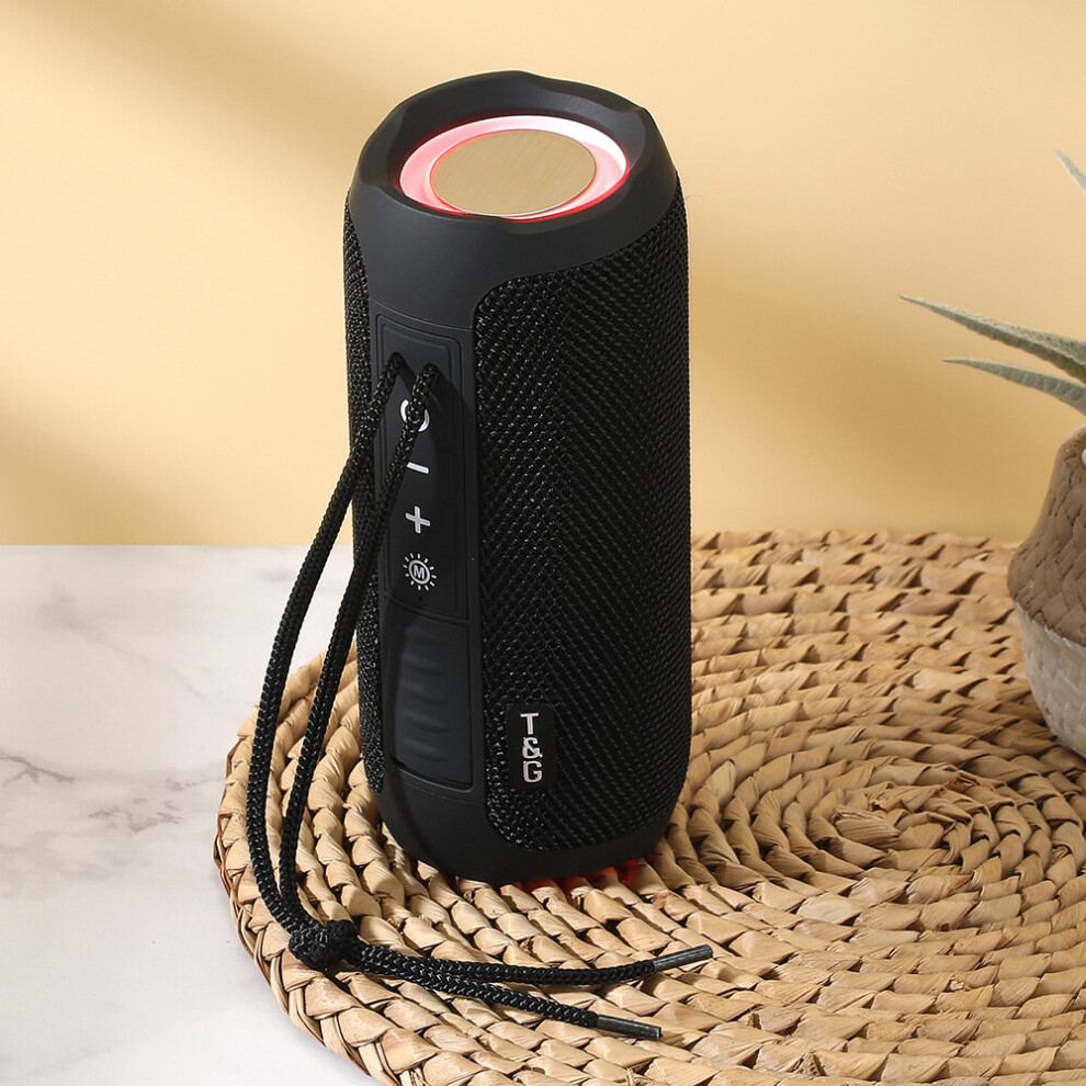 (A- ) Bluetooth-Compatible Speaker Colorful Stereo Speakers Portable Subwoofer Wireless Soundbar Outdoor Bass Boombox U Fm Radio Black/Light 4855059756769