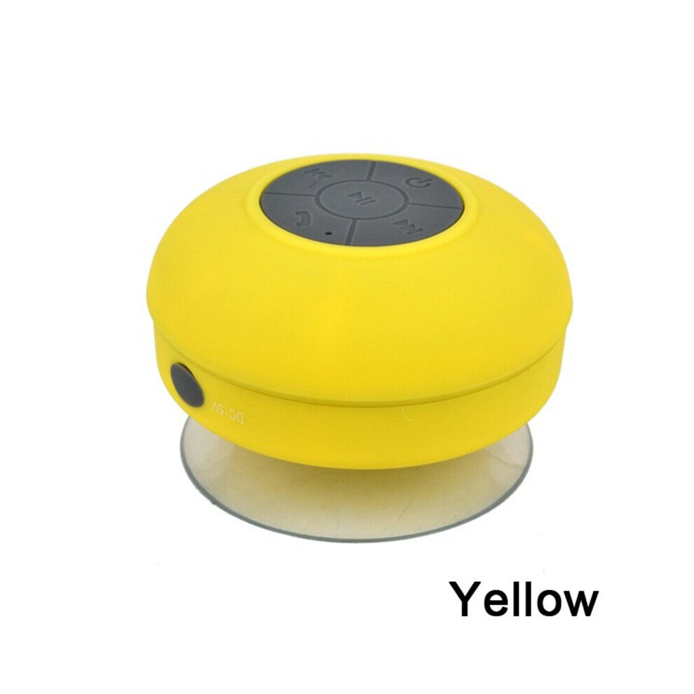 (A-) Mini Portable Subwoofer Shower Wireless Waterproof Bluetooth Speaker Handsfree Receive Call Music Suction Mic For Iphone Samsung Yellow 4851195407442