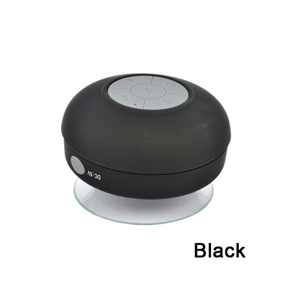 (A-) Mini Portable Subwoofer Shower Wireless Waterproof Bluetooth Speaker Handsfree Receive Call Music Suction Mic For Iphone Samsung Black 4851195407381