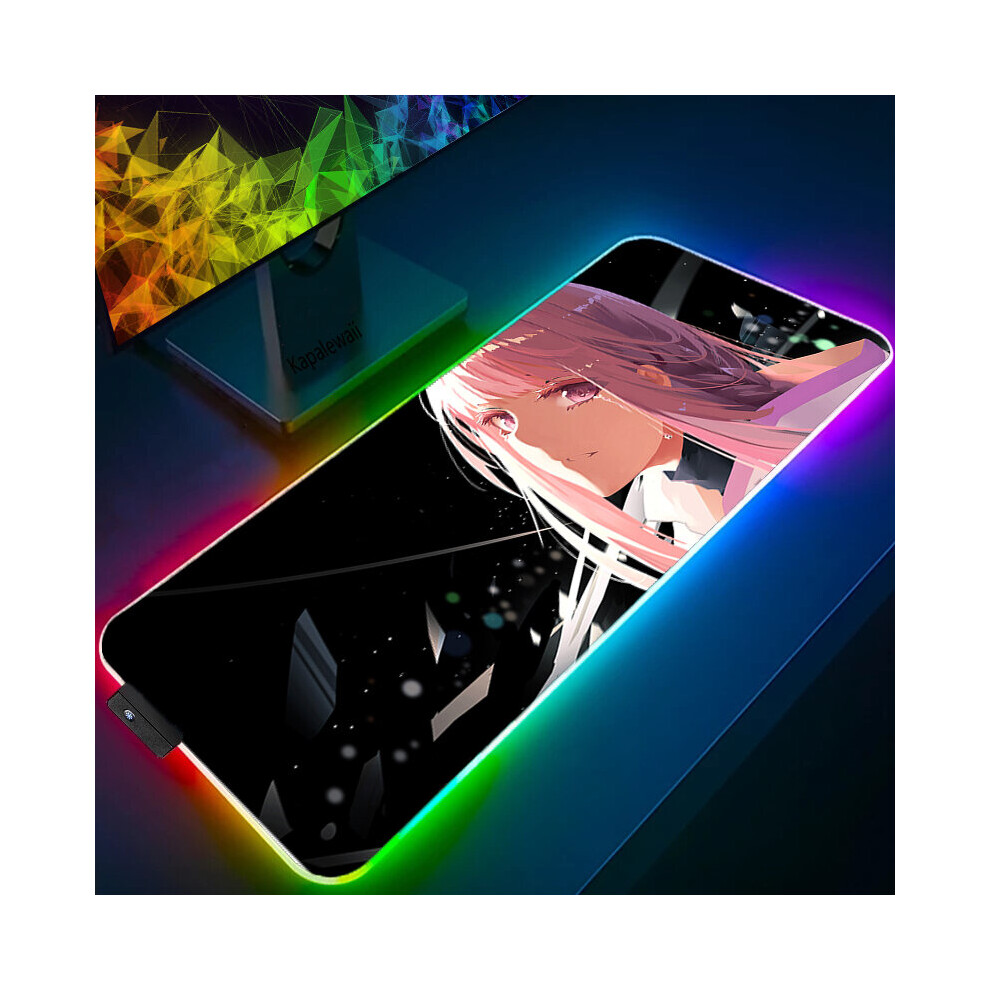 (A-Cn056585 Rgb 300X350x3mm) Anime Mouse Pad Pc Gamer Rgb Computer Laptop Led Keyboard Mouse Mat Xxl Luminous Large Mousepad Zero Two Keyboard Desk Ma 4855357921074