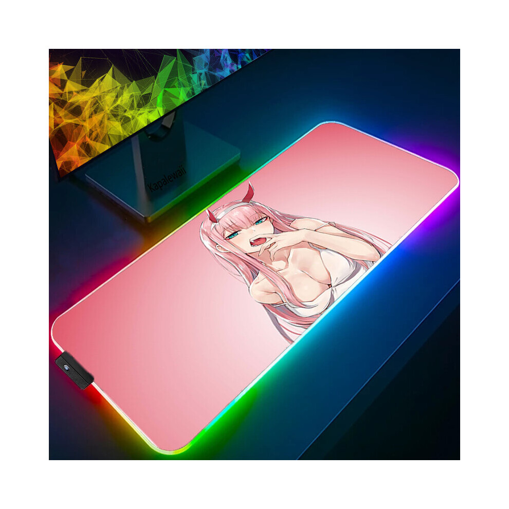 (A-Zero Two (5) Rgb 300X600x3mm) Anime Mouse Pad Pc Gamer Rgb Computer Laptop Led Keyboard Mouse Mat Xxl Luminous Large Mousepad Zero Two Keyboard Des 4855357922163