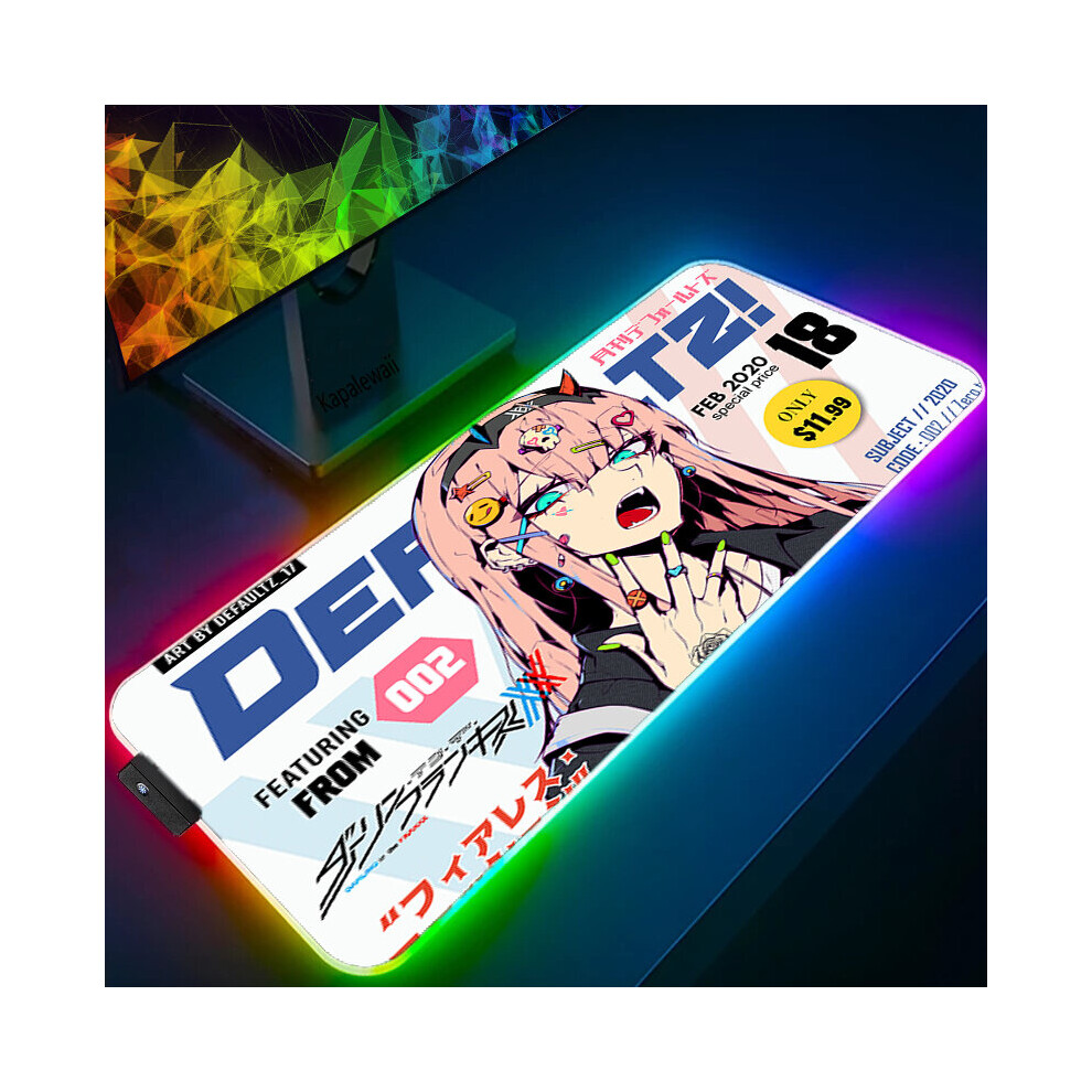 (A-Pearl Rgb 300X600x3mm) Anime Mouse Pad Pc Gamer Rgb Computer Laptop Led Keyboard Mouse Mat Xxl Luminous Large Mousepad Zero Two Keyboard Desk White 4855357921562