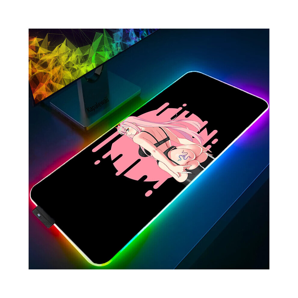 (A-Cy00986 Rgb 300X700x4mm) Anime Mouse Pad Pc Gamer Rgb Computer Laptop Led Keyboard Mouse Mat Xxl Luminous Large Mousepad Zero Two Keyboard Desk Mat 4855357921227