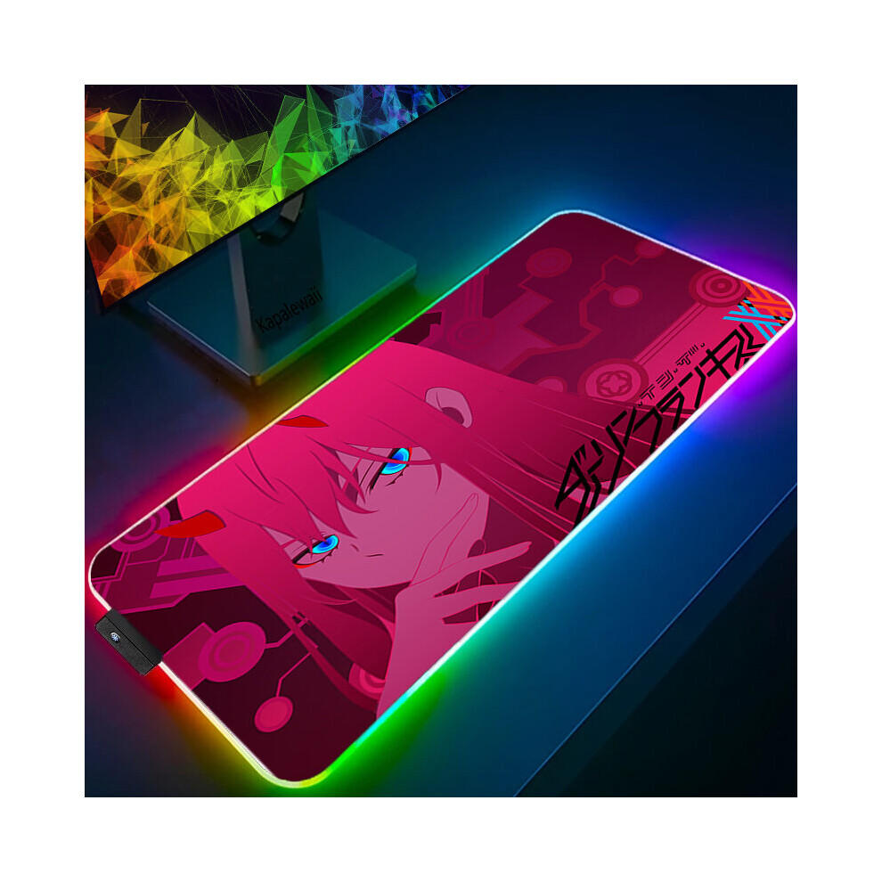 (A-Cn02365 (14) Rgb 300X700x3mm) Anime Mouse Pad Pc Gamer Rgb Computer Laptop Led Keyboard Mouse Mat Xxl Luminous Large Mousepad Zero Two Keyboard Des 4855357920619