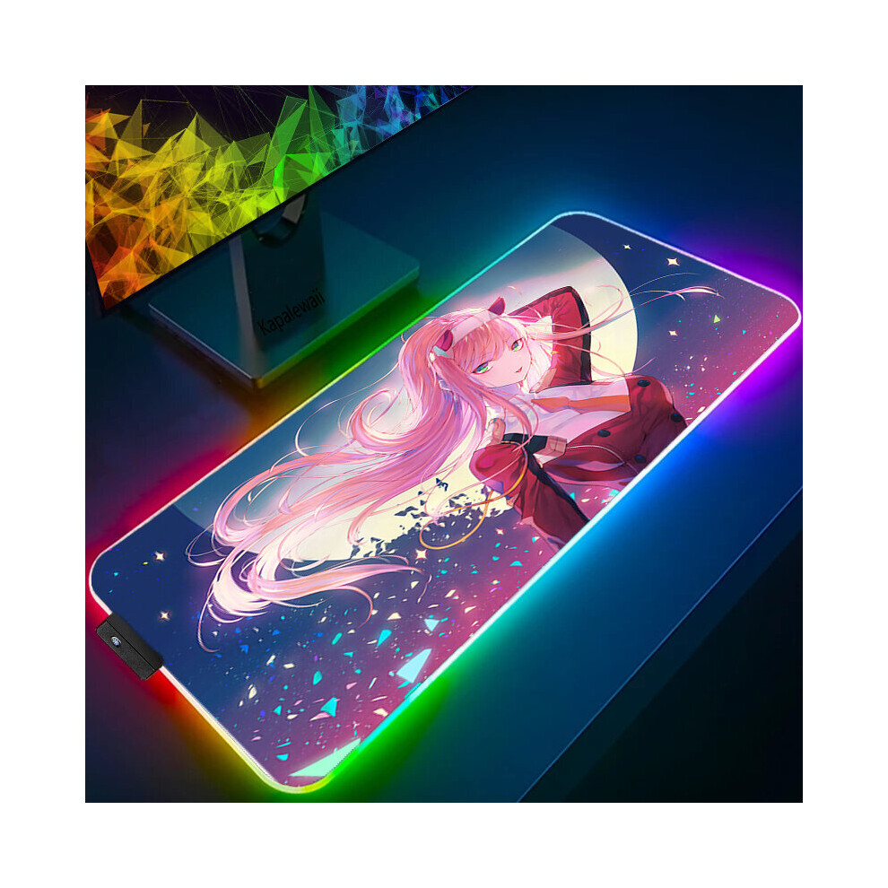 (A-Zero Two (2) Rgb 300X800x3mm) Anime Mouse Pad Pc Gamer Rgb Computer Laptop Led Keyboard Mouse Mat Xxl Luminous Large Mousepad Zero Two Keyboard Des 4855357921951