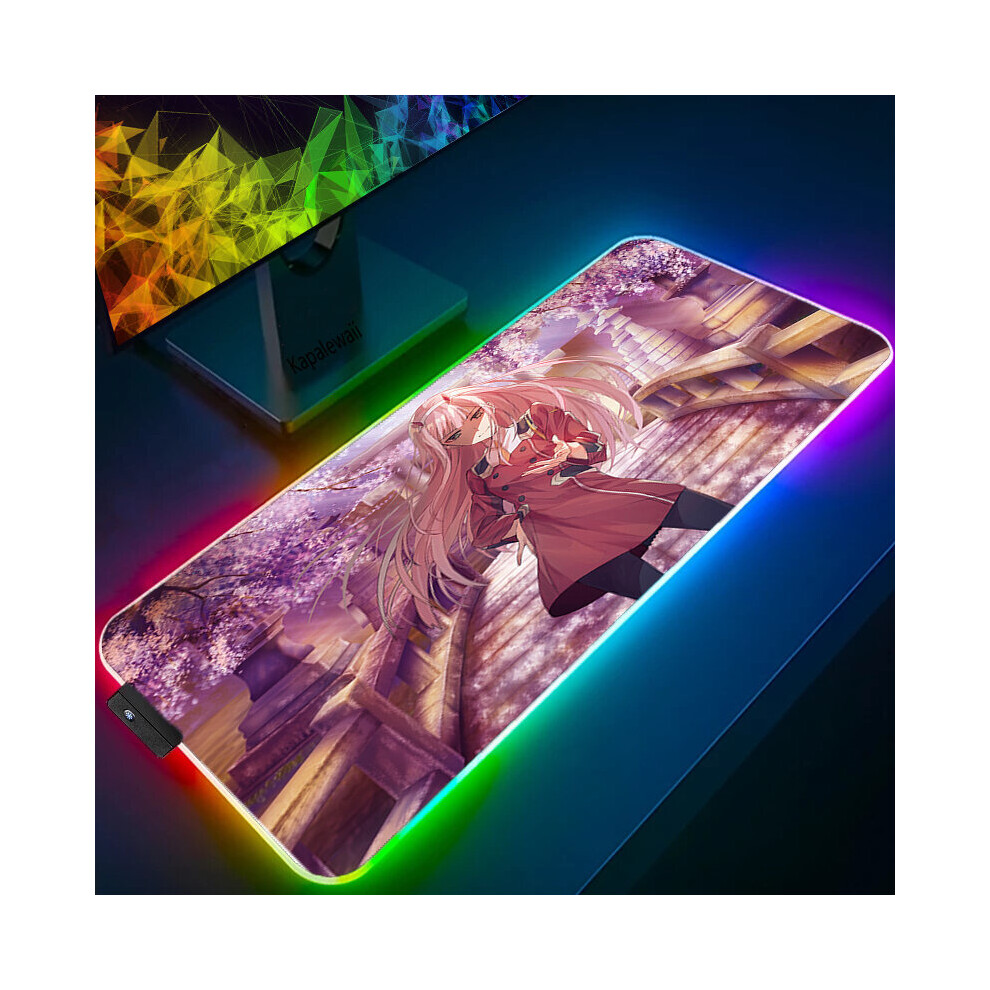 (A-Zero Two (3) Rgb 300X800x3mm) Anime Mouse Pad Pc Gamer Rgb Computer Laptop Led Keyboard Mouse Mat Xxl Luminous Large Mousepad Zero Two Keyboard Des 4855357922071