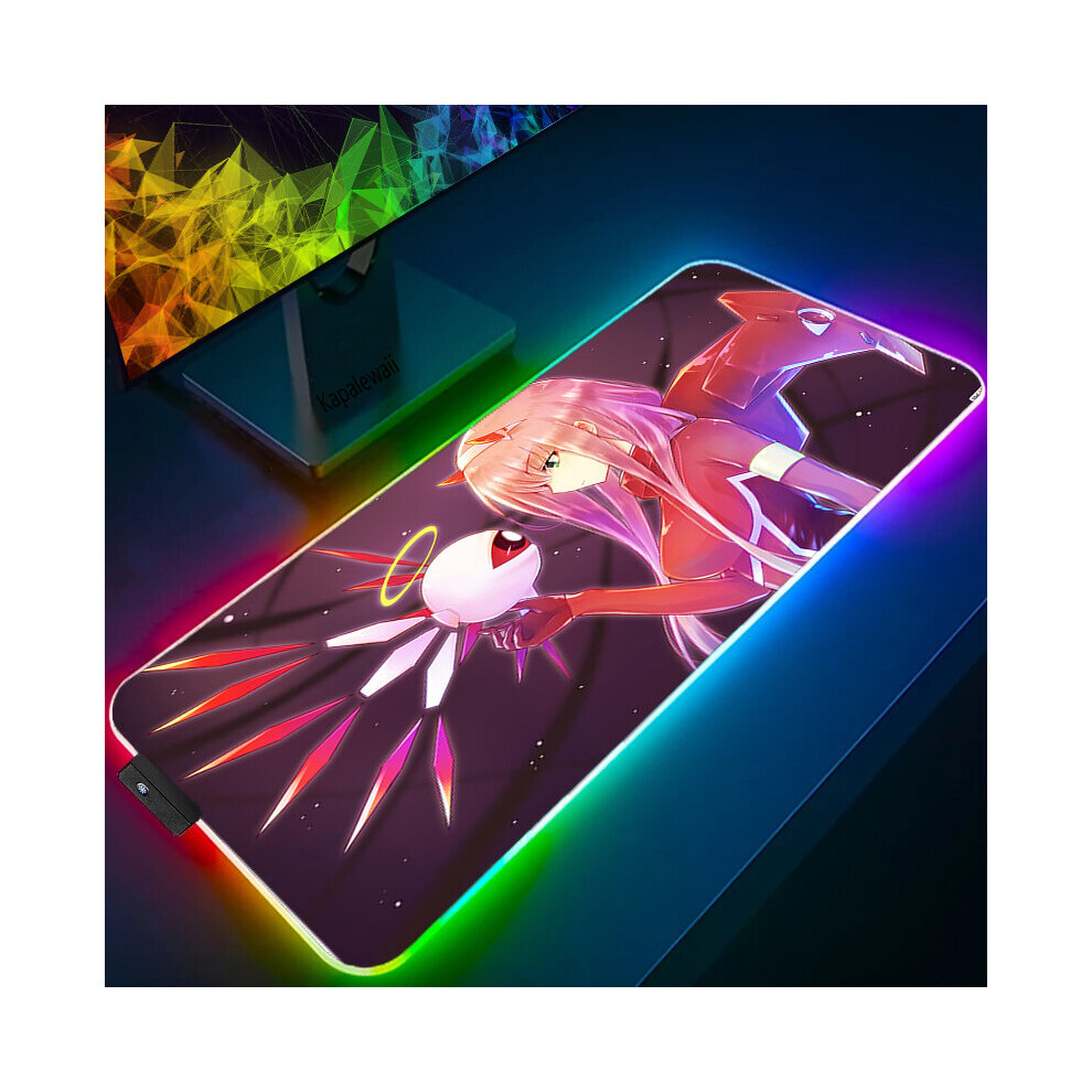 (A-Cn02365 (11) Rgb 350X900x4mm) Anime Mouse Pad Pc Gamer Rgb Computer Laptop Led Keyboard Mouse Mat Xxl Luminous Large Mousepad Zero Two Keyboard Des 4855357920435