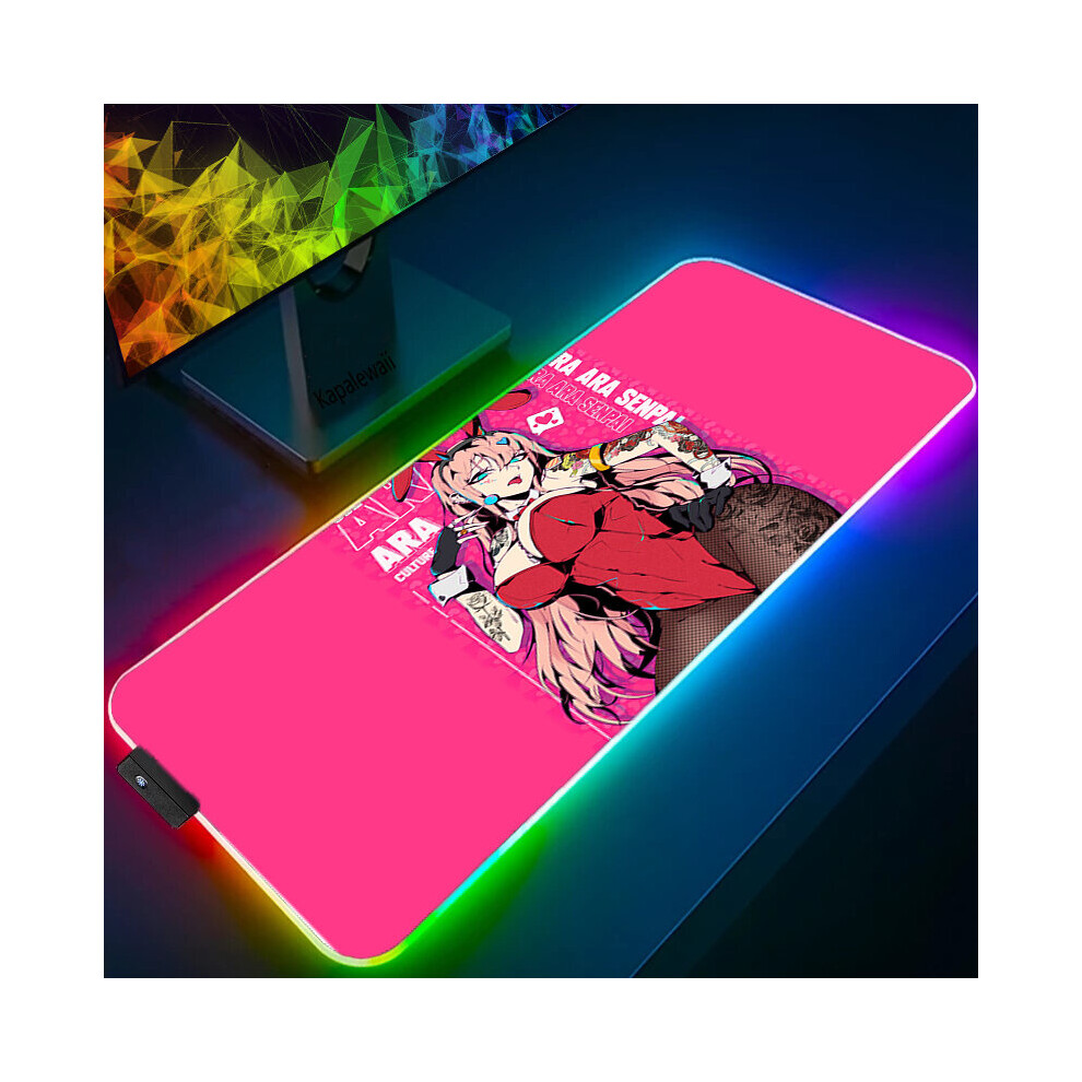 (A-Cn02365 (12) Rgb 400X900x4mm) Anime Mouse Pad Pc Gamer Rgb Computer Laptop Led Keyboard Mouse Mat Xxl Luminous Large Mousepad Zero Two Keyboard Des 4855357920572