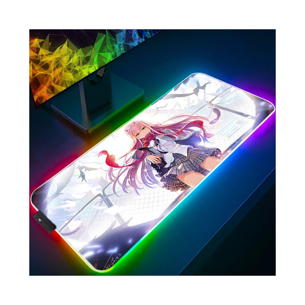 (A-Zero Two (1) Rgb 400X900x3mm) Anime Mouse Pad Pc Gamer Rgb Computer Laptop Led Keyboard Mouse Mat Xxl Luminous Large Mousepad Zero Two Keyboard Des 4855357921883