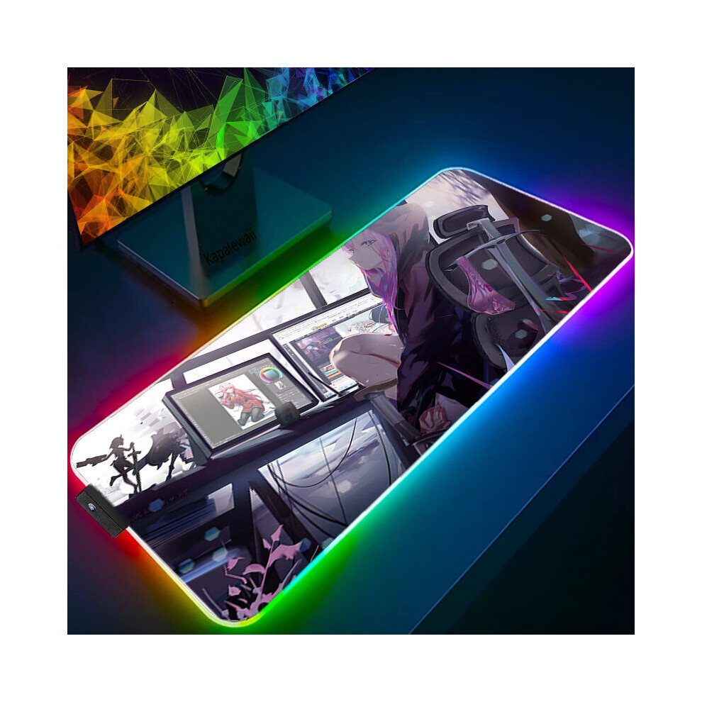 (A-Cn02365 (15) Rgb 400X900x4mm) Anime Mouse Pad Pc Gamer Rgb Computer Laptop Led Keyboard Mouse Mat Xxl Luminous Large Mousepad Zero Two Keyboard Des 4855357920817