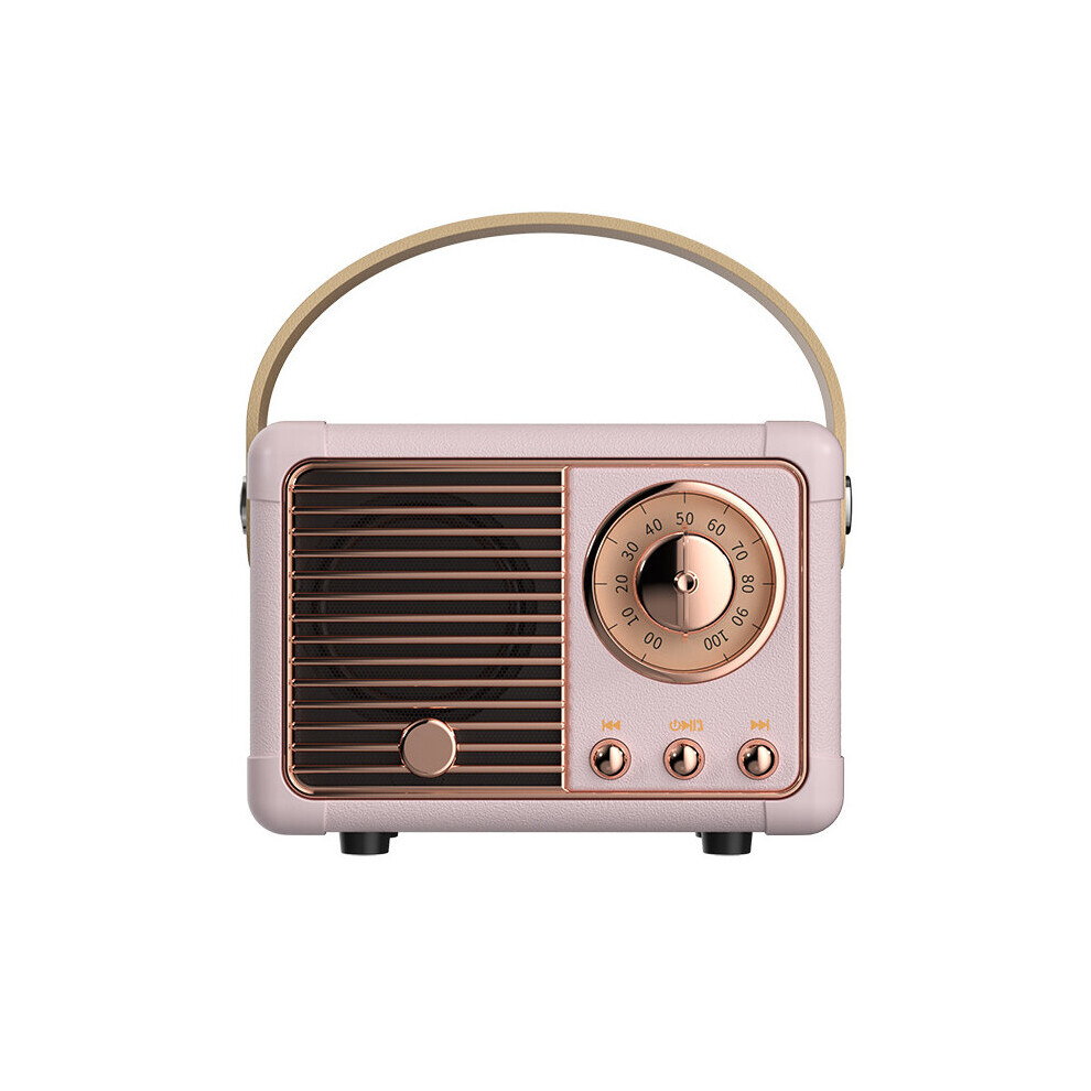 (A-) Retro Bluetooth Speaker H2 Classical Retro Music Player Sound Stereo Portable Decoration Mini Speakers Travel Music Player Pink 4851195392311