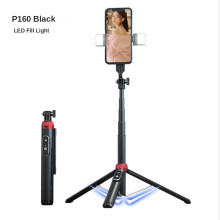 (a-BLACK Fill light) M-REMOTE Wireless Bluetooth Selfie Stick 1.53M With Double Fill Light Foldable Tripod For Gopro Action Cameras Smartphone