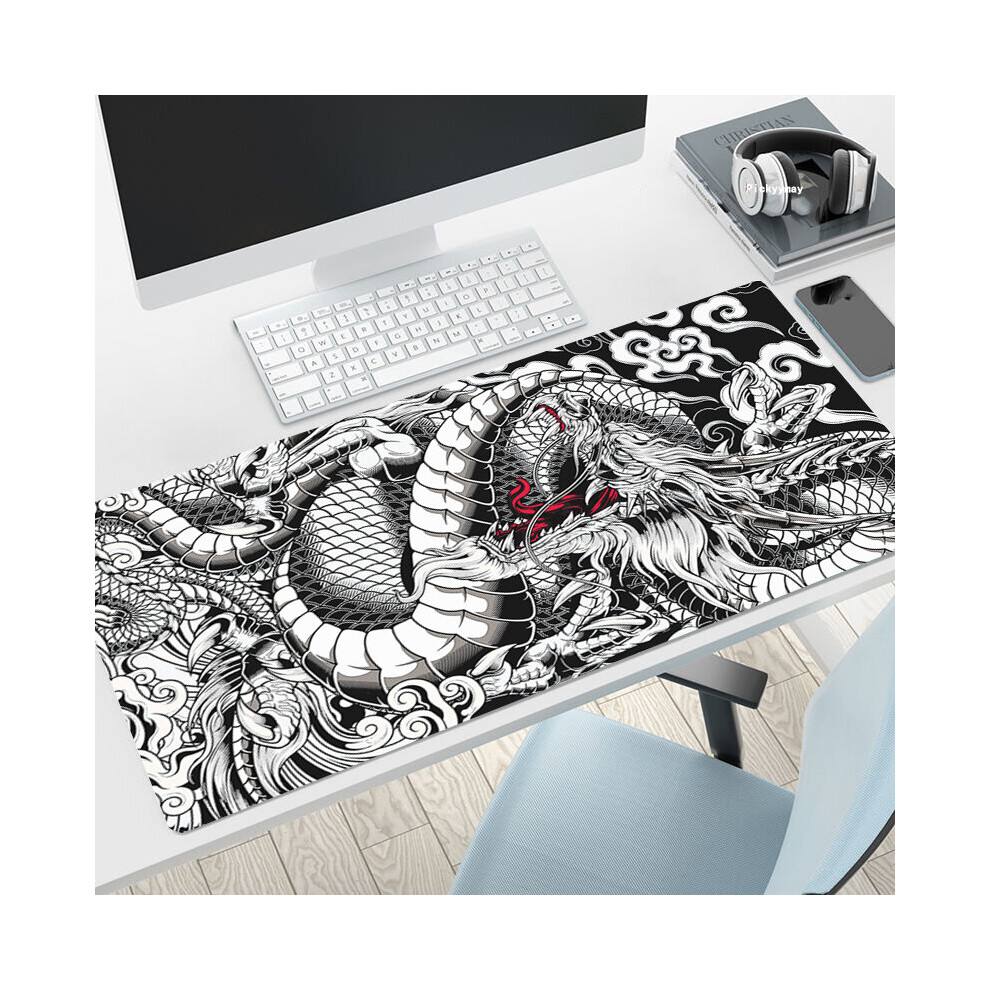 (A- 400X800x3mm) Dragon Change Mouse Pads Gaming Mousepad Gamer Mouse Mat Keyboard Mats Desk Pad Mousepads Xxl 90X40cm For Computer Light/Green/White 4855358007074