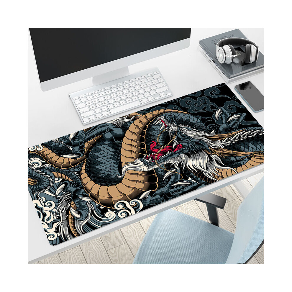 (A- 400X800x2mm) Dragon Change Mouse Pads Gaming Mousepad Gamer Mouse Mat Keyboard Mats Desk Pad Mousepads Xxl 90X40cm For Computer Dark/Grey/White 4855358006466