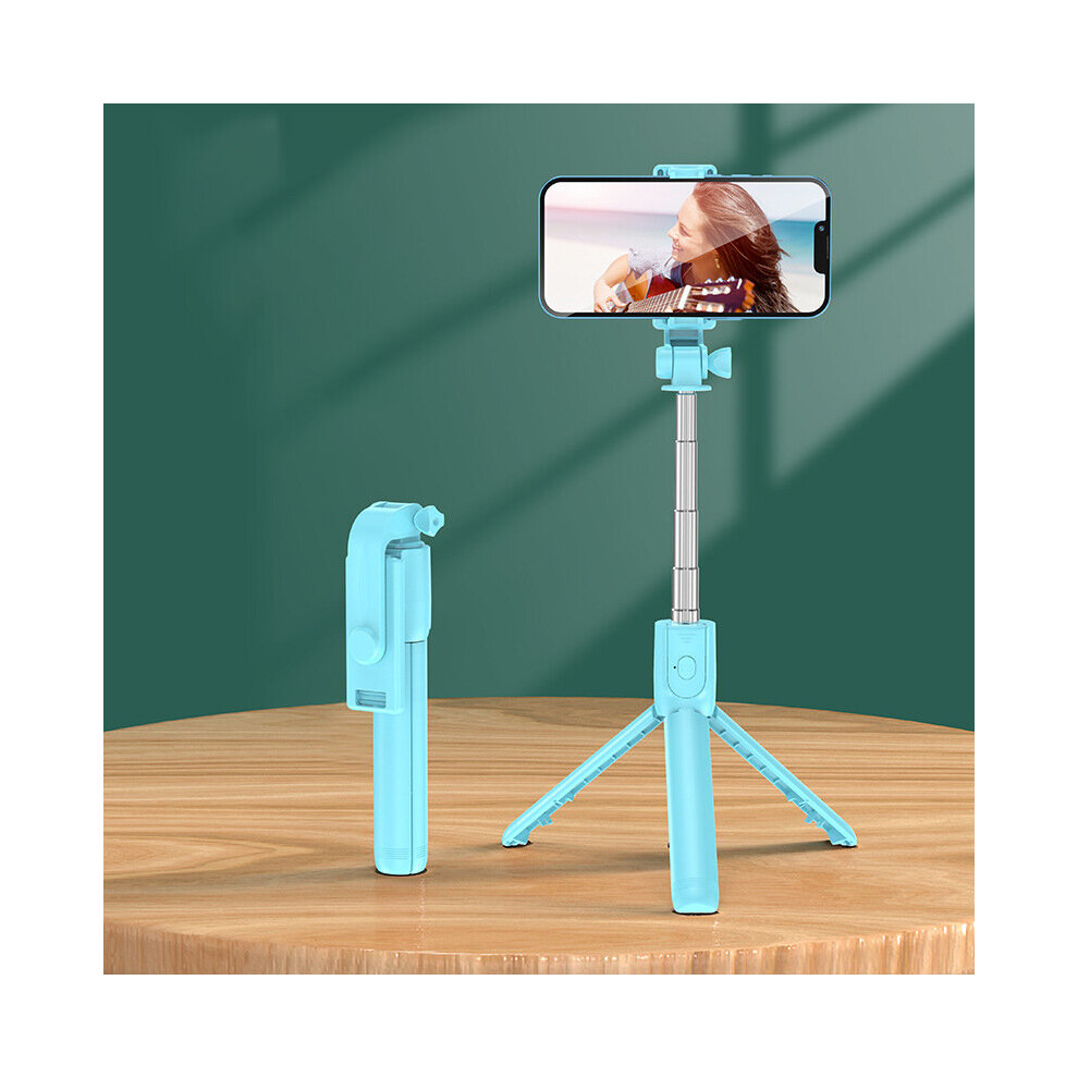 (A-) Tooth Wireless Selfie Stick Mini Tripod Extendable With Fill Remote Shutter For Ios Android Phone Live Broadcast Blue/Light 4852056943338