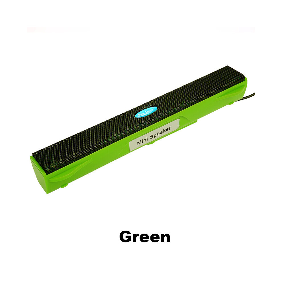 (A-) Portable Laptop/Computer/Pc Speaker Amplifier Loudspeaker Usb Soundbar Sound Bar Stick Music Player Speakers For Notebook Tablet Green 4851195383043