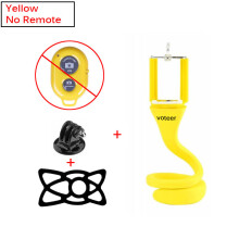 (a-Yellow No remote) Voteer flexible selfie stick monopod wireless Bluetooth tripod monkey holder for GoPro iPhone camera phone car bicycle universal