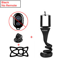 (a-Black No remote) Voteer flexible selfie stick monopod wireless Bluetooth tripod monkey holder for GoPro iPhone camera phone car bicycle universal