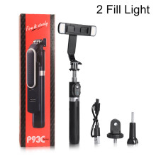 (a-With 2 Fill Light) Selfie Stick Phone Tripod with Remote Control Portable Wireless Selfie Stick Bluetooth With Fill Light For Android/iPhone/Gopro