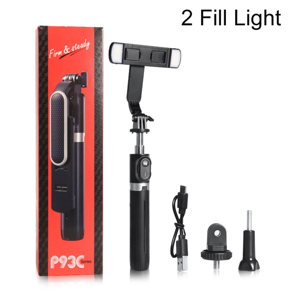 (A-With 2 Fill ) Selfie Stick Phone Tripod With Remote Control Portable Wireless Selfie Stick Bluetooth With Fill For Android/Iphone/Gopro Light 4855008108663