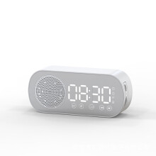 (a-White) New Wireless Bluetooth Speaker Clock Dual Alarm Support TF Card FM Radio Soundbar HIFI Music Box Soundbar