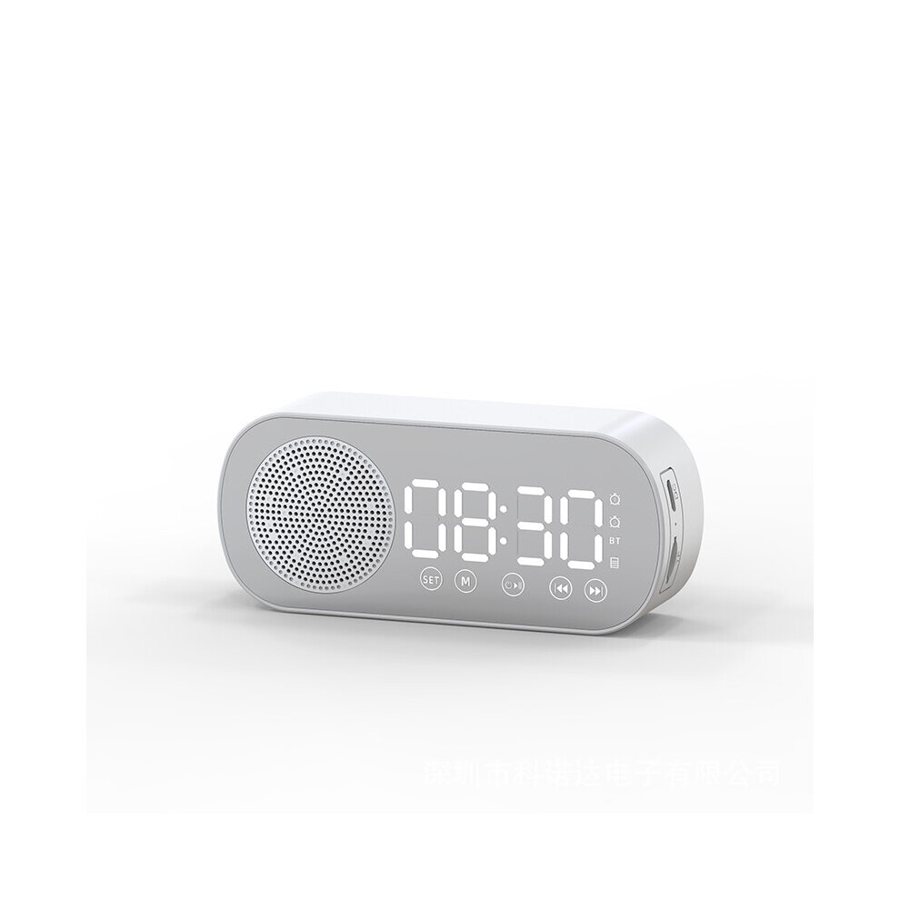 (A-) New Wireless Bluetooth Speaker Clock Dual Alarm Support Tf Card Fm Radio Soundbar Hifi Music Box Soundbar White 4851195378582