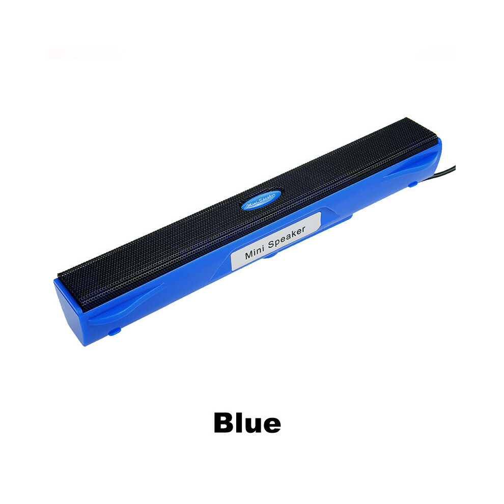 (A-) Portable Usb Computer Speaker Stereo Music Player Amplifier Plug-And-Play Loudspeaker Soundbar For Desktop Pc Notebook Laptop Blue 4851195395121