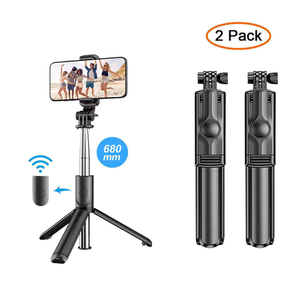 (A-S03 2 Pack) New Wireless Bluetooth Selfie Stick Mobile Phone Holder Retractable Portable Multifunctional Tripod With Wireless Remote Shutter 4852056943536