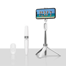 (a-White) BFOLLOW 3 in 1 Selfie Stick Tripod Wireless Bluetooth Cell Phone Holder Handheld for iPhone Samsung Huawei Shooting Video Vlog