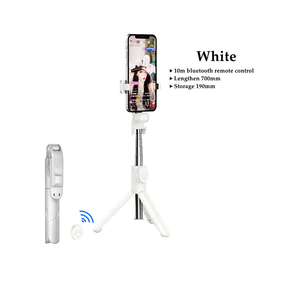 (A-Xt02- With Fill Light) New Wireless Bluetooth Selfie Stick Portable Tripod Internet Celebrity Tool With Fill Remote Shutter For Ios Andr White/Light 4852056947145