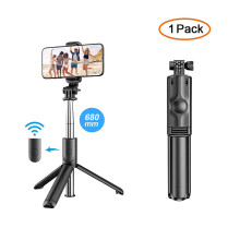 (a-1 pack Black) Selfie Stick Tripod Extendable Wireless Bluetooth Remote Portable Smartphone Tripod Stand Mount for IOS Android phone