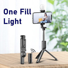 (a-One Fill Light) Tongdaytech Portable Bluetooth Phone Selfie Stick With Ring Fill Light Photo Foldable Tripod For Iphone Xiaomi Video Live Studio