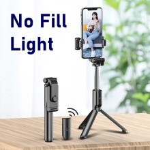 (a-No Fill Light) Tongdaytech Portable Bluetooth Phone Selfie Stick With Ring Fill Light Photo Foldable Tripod For Iphone Xiaomi Video Live Studio