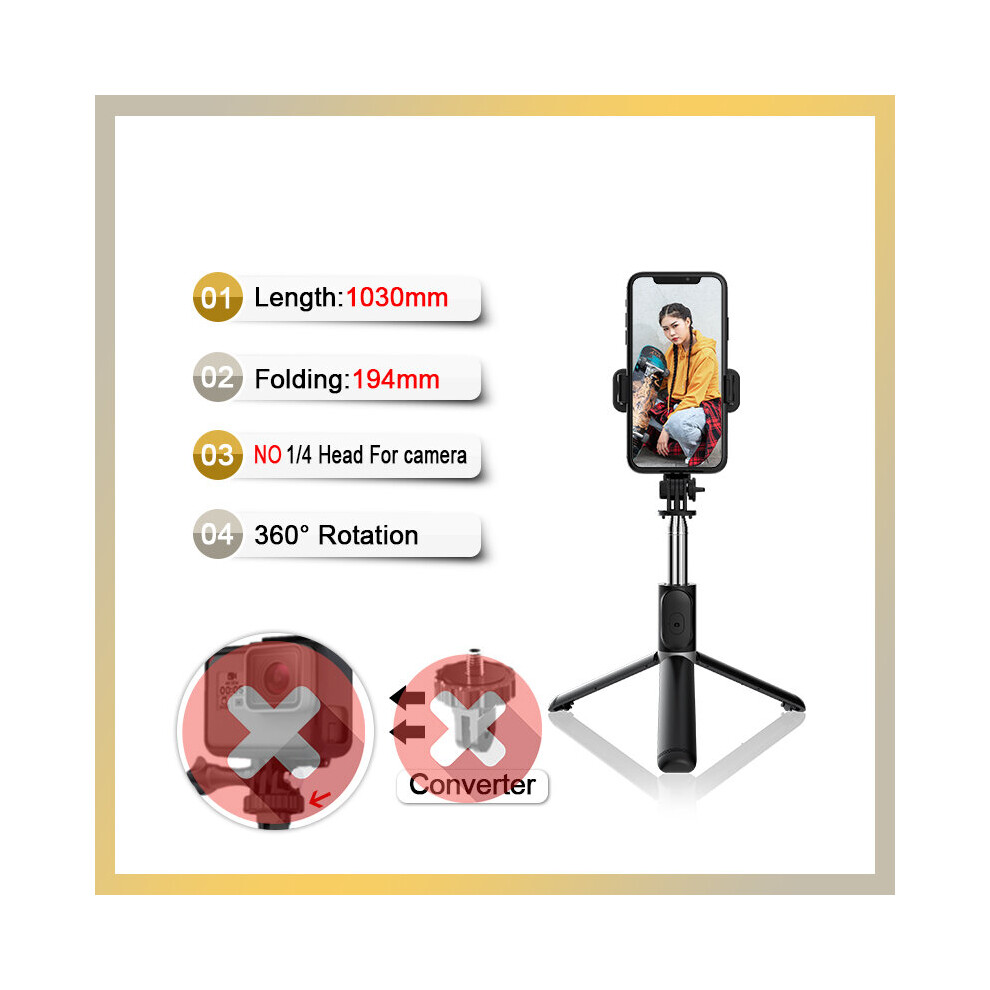 (A-103Cm Not For Camera) Fangtuosi Bluetooth Selfie Stick Tripod Mini 4 In 1 Selfie Stick - 360 Rotation Stand For Smartphones For Gopro Action Camera 4855008109028