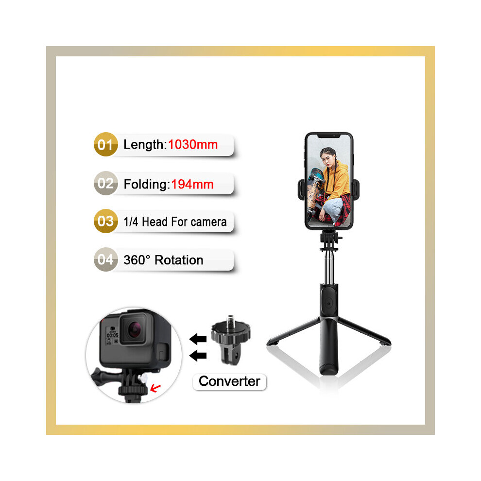 (A-103Cm For Camera) Fangtuosi Bluetooth Selfie Stick Tripod Mini 4 In 1 Selfie Stick - 360 Rotation Stand For Smartphones For Gopro Action Camera 4855008109004