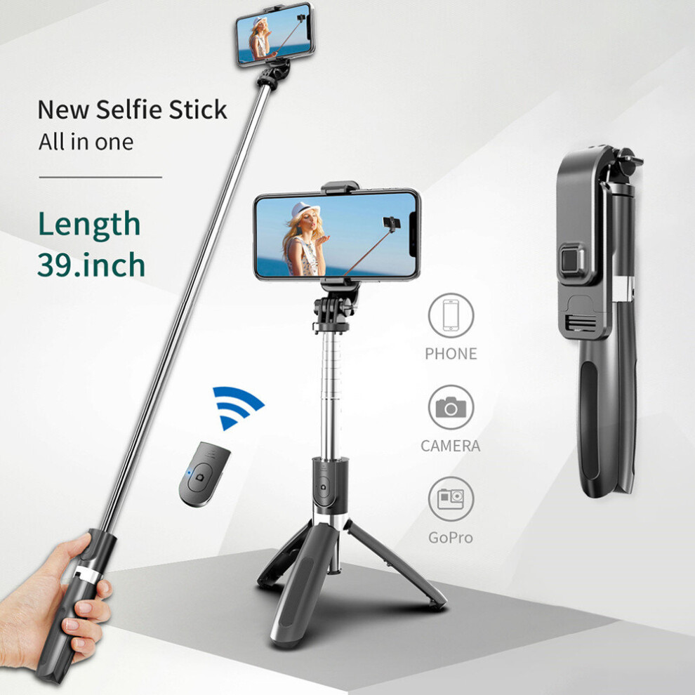 Portable Tripod Selfie Stick For Mobile Phone Photo Taking Live Broadcast Chargable Tooth Remote Control Tripod Stand Pole Blue 4855008121273