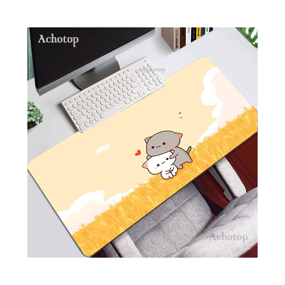 (A- 300X600x3mm) Mochi Cat Mouse Pad Cute Gaming Accessories Desk Mat Pc Gamer Keyboard Mouse Mats Kawaii Deskmat Laptop Mousepad Rug Xxl Orange/Peach 4855357806340