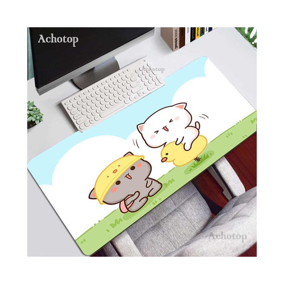 (A-Khaki 400X700x2mm) Mochi Cat Mouse Pad Cute Gaming Accessories Desk Mat Pc Gamer Keyboard Mouse Mats Kawaii Deskmat Laptop Mousepad Rug Xxl Peach 4855357805879