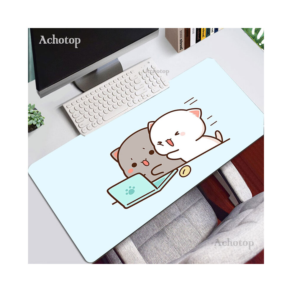(A-Apricot 400X800x2mm) Mochi Cat Mouse Pad Cute Gaming Accessories Desk Mat Pc Gamer Keyboard Mouse Mats Kawaii Deskmat Laptop Mousepad Rug Xxl Peach 4855357804971